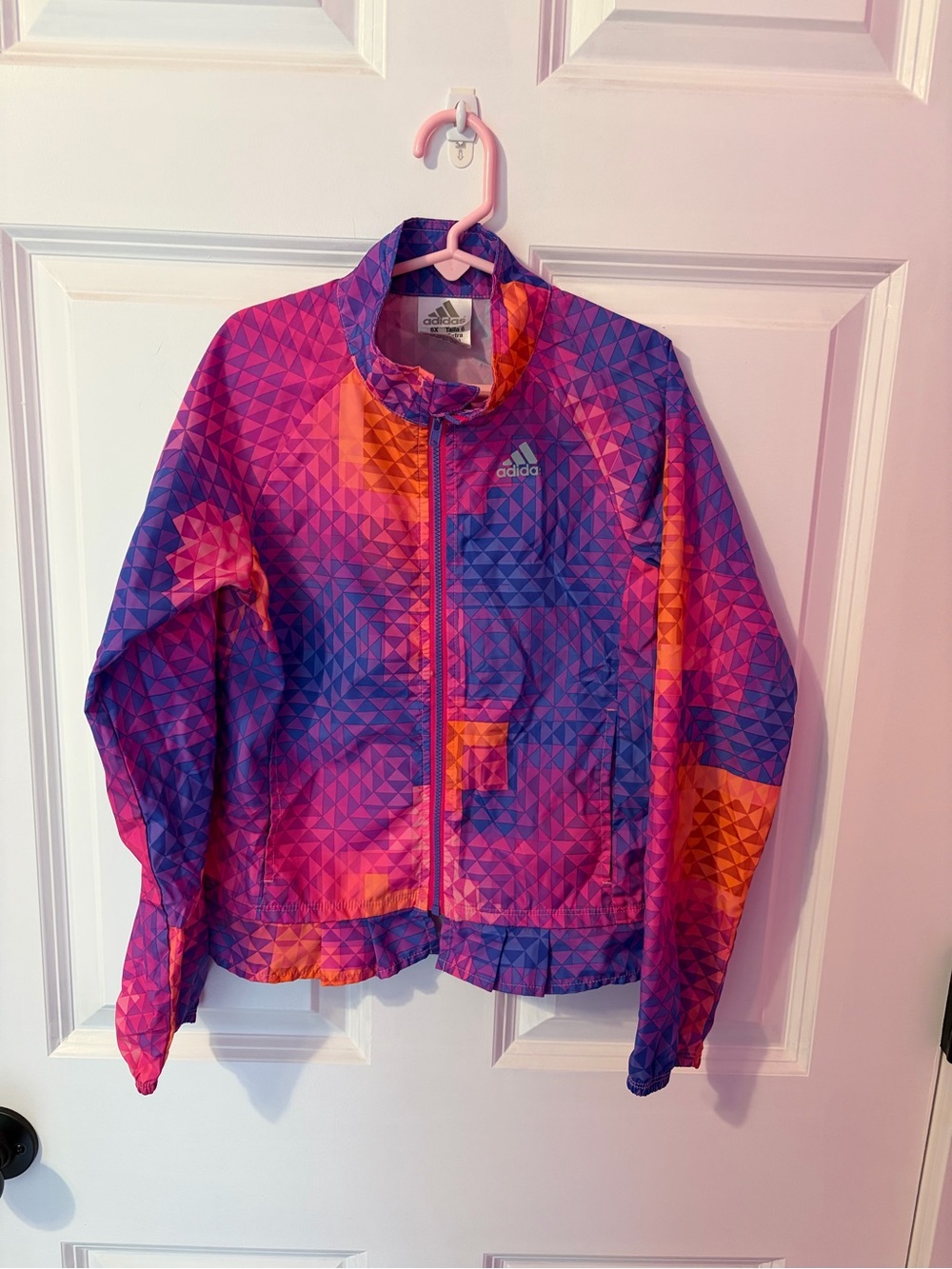 adidas Pink Purple & Orange Geometric Kids Windbreaker Jacket